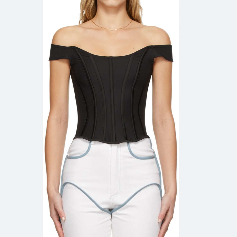 Paris Georgia Eliana Bustier Top XS Black Off-Shoulder